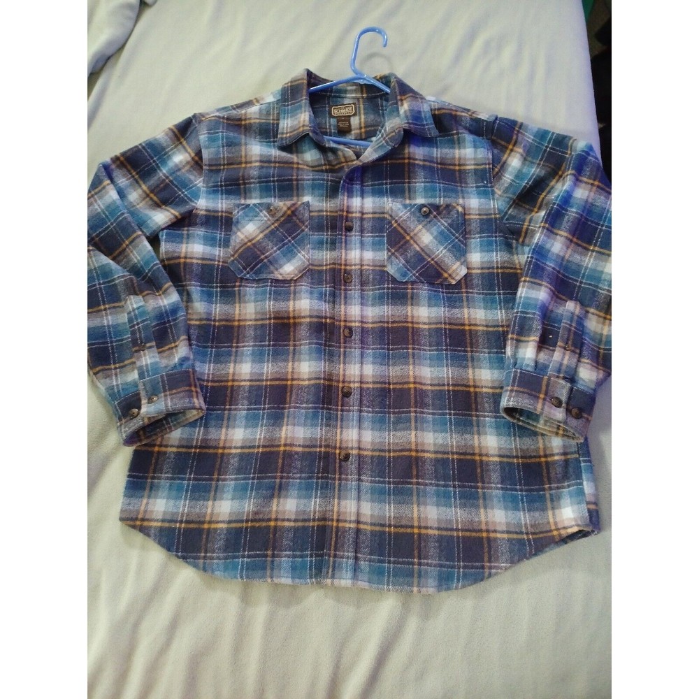 CE Schmidt Workwear mens large heavyweight flannel blue green yellow pla…